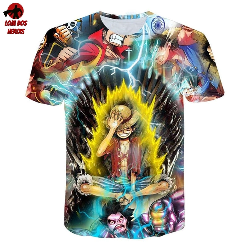 Camisa Camiseta Impressão 3D Full One Piece Anime Luffy Transformações