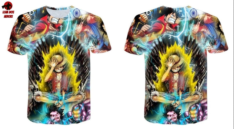 Camisa Camiseta Impressão 3D Full One Piece Anime Luffy Transformações