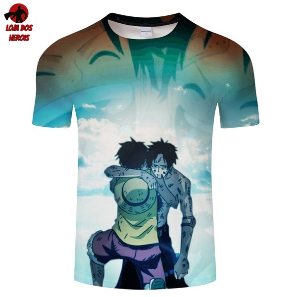 Camisa Camiseta Impressão 3D Full One Piece Anime Personagem Ace