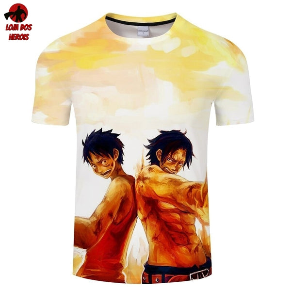 Camisa Camiseta Impressão 3D Full One Piece Anime Personagem Ace