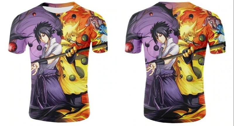 Camisa Camiseta Naruto e Sasuke Impressão 3D Anime Naruto Shippuden