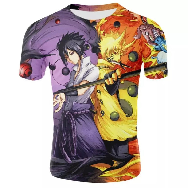 Camisa Camiseta Naruto e Sasuke Impressão 3D Anime Naruto Shippuden