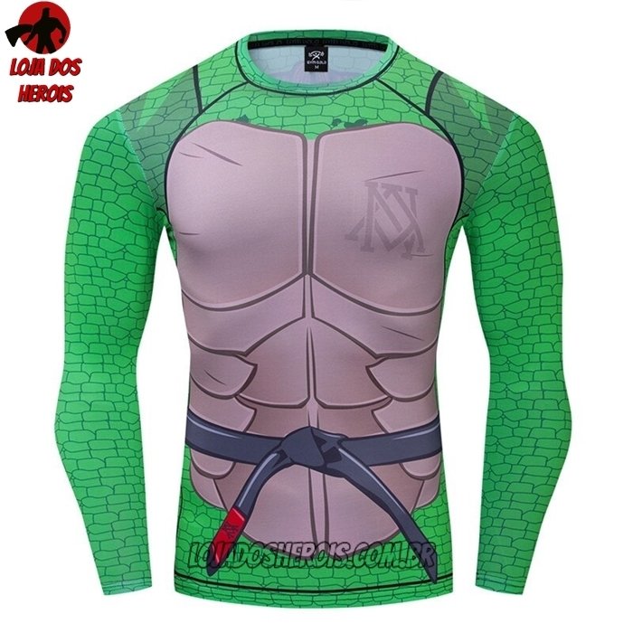 Camisa/Camiseta Hash Guard Tartarugas Ninja Manga Compressão Segunda Pele