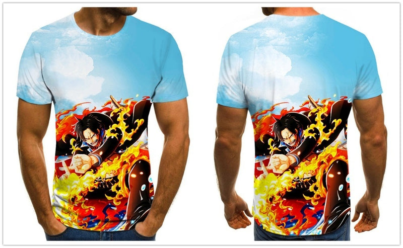 Camisa Camiseta Portgas D. Ace One Piece Anime Impressão 3D Full