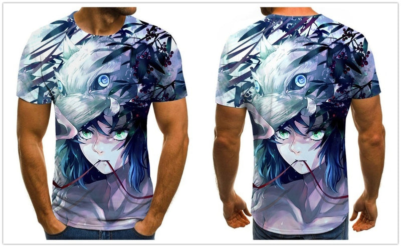 Camisa Camiseta Inosuke Hashibira Demon Slayer Anime Impressão 3D Full