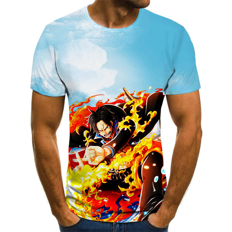 Camisa Camiseta Portgas D. Ace One Piece Anime Impressão 3D Full