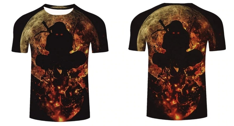 Camisa Camiseta Itachi Iluminado Pela Lua Impressão 3D Anime Naruto