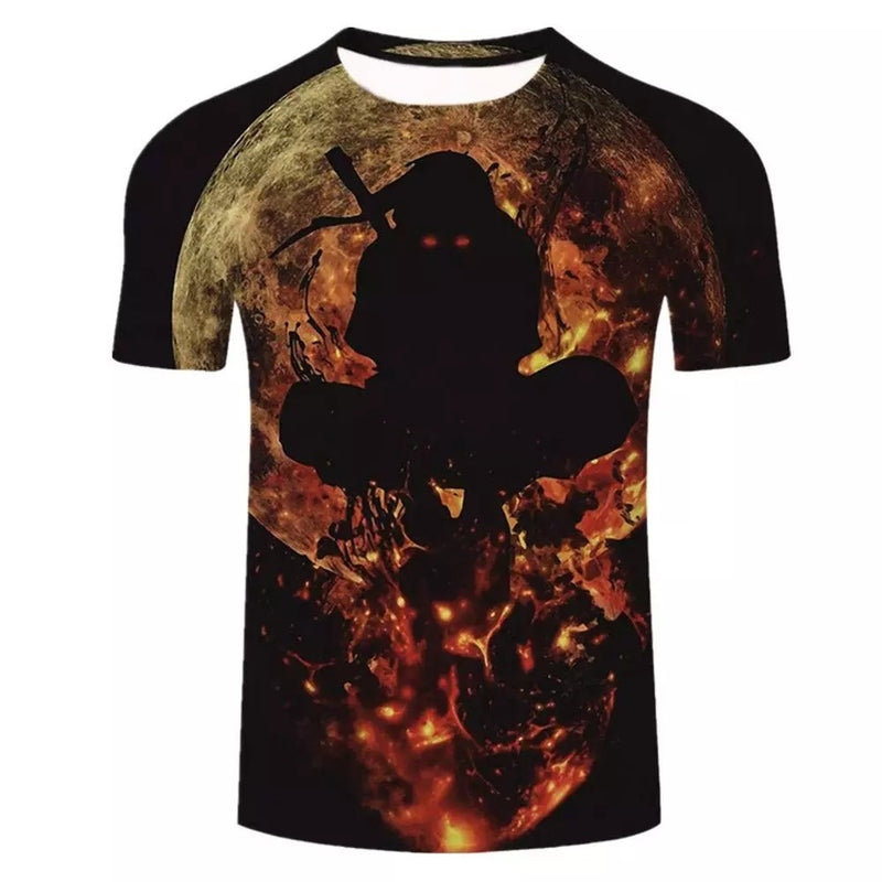 Camisa Camiseta Itachi Iluminado Pela Lua Impressão 3D Anime Naruto