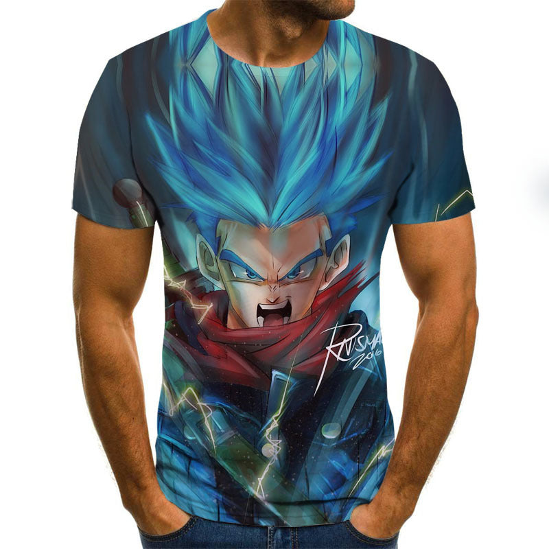Camisa Camiseta Trunks Ssj Blue Dragon Ball Super Anime Impressão 3D Full