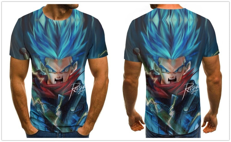 Camisa Camiseta Trunks Ssj Blue Dragon Ball Super Anime Impressão 3D Full
