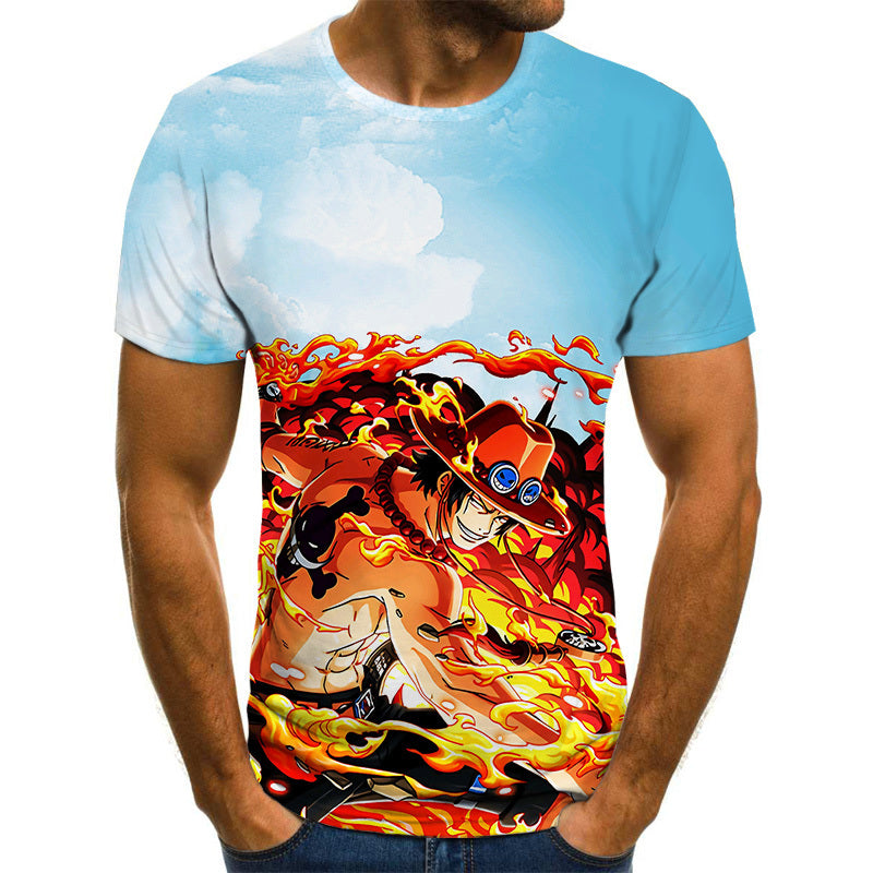 Camisa Camiseta Ace Poderes One Piece Anime Impressão 3D Full