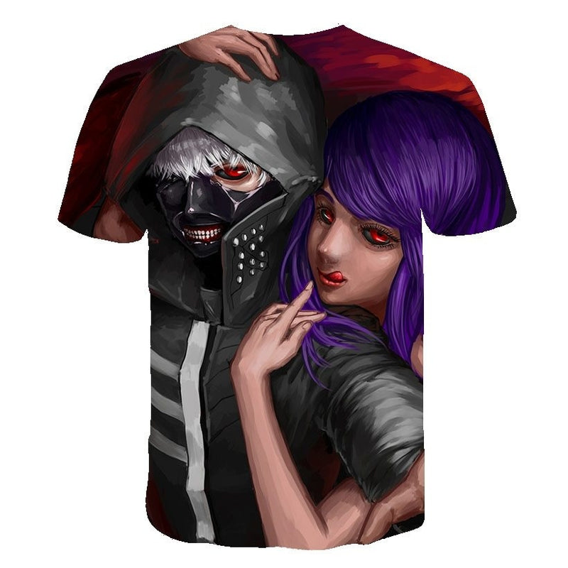 Camisa Camiseta Impressão 3D Tokyo Ghoul - Rize Abraço Kaneki Anime