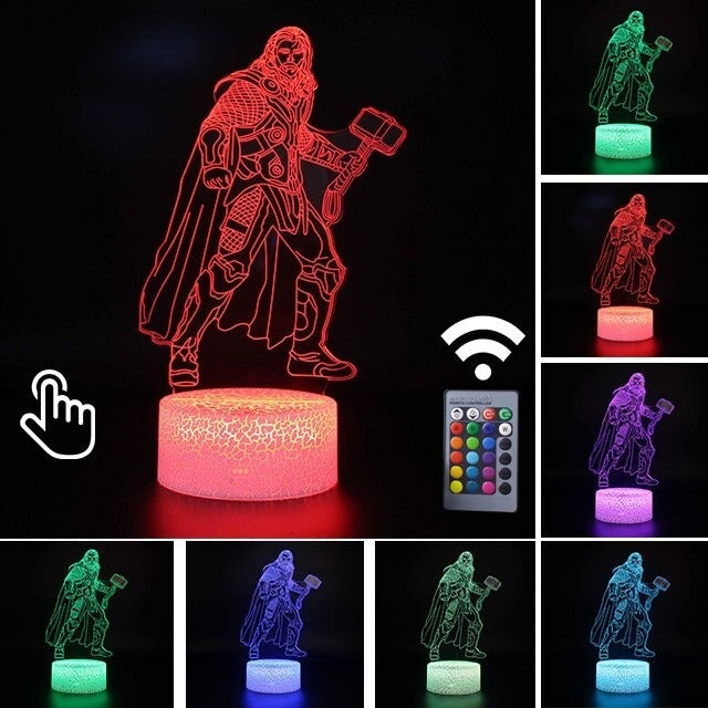 Luminária Abajur LED Thor Vingadores Multicolorido Lanterna 3D Decorativo
