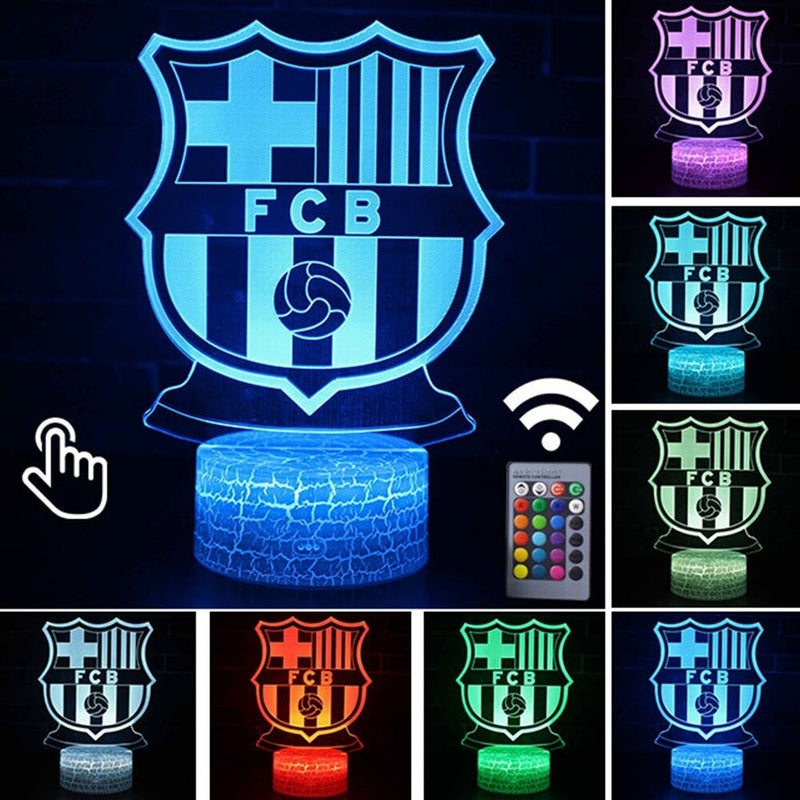 Luminária Abajur LED Barcelona Futebol Multicolorido Lanterna 3D Decorativo