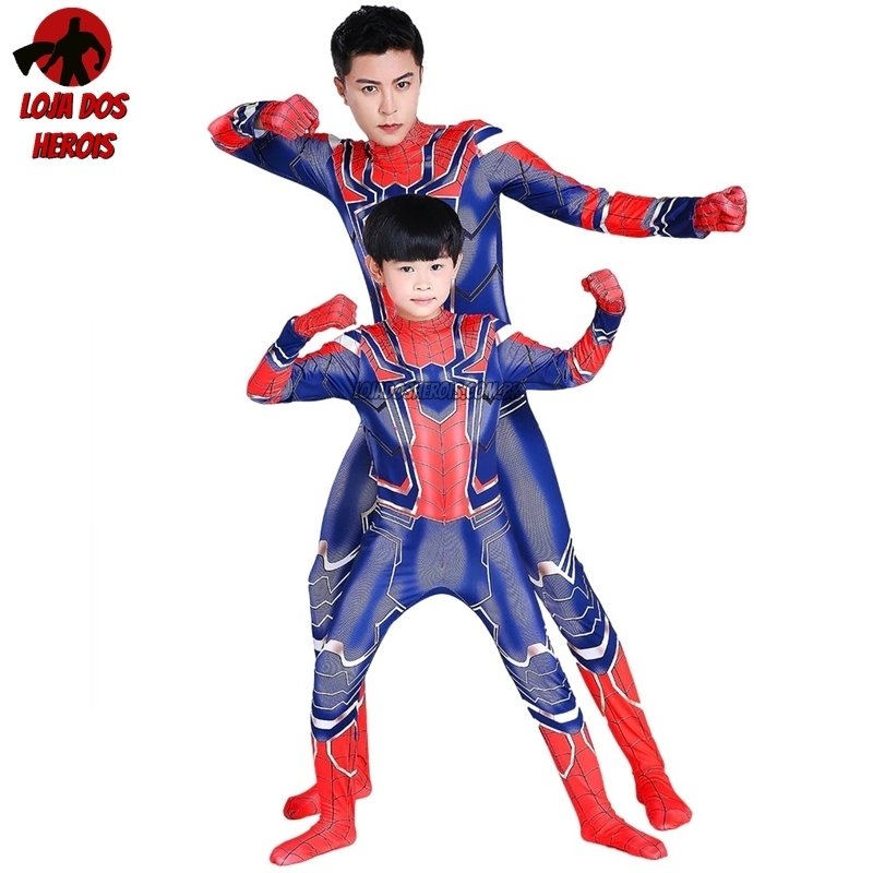 Fantasia Cosplay Heróis Infantil Homem Aranha de Ferro Vingadores