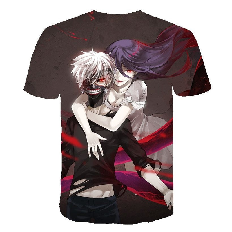 Camisa Camiseta Impressão 3D Tokyo Ghoul - Kaneki E Rize Anime