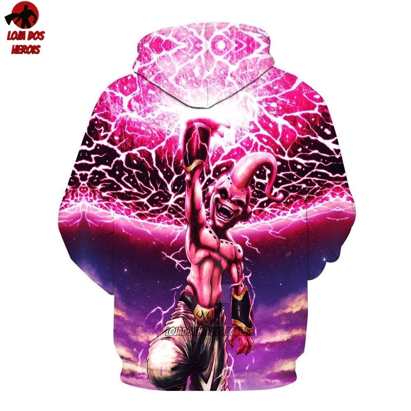 Blusa Jaqueta 3D Anime Dragon Ball Z Majin Boo Kid Touca