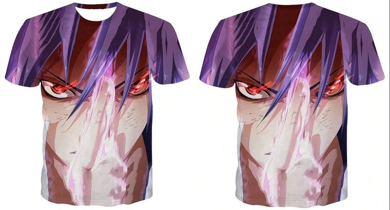 Camisa Camiseta Sasuke Rinnegan Impressão 3D Anime Naruto Shippuden