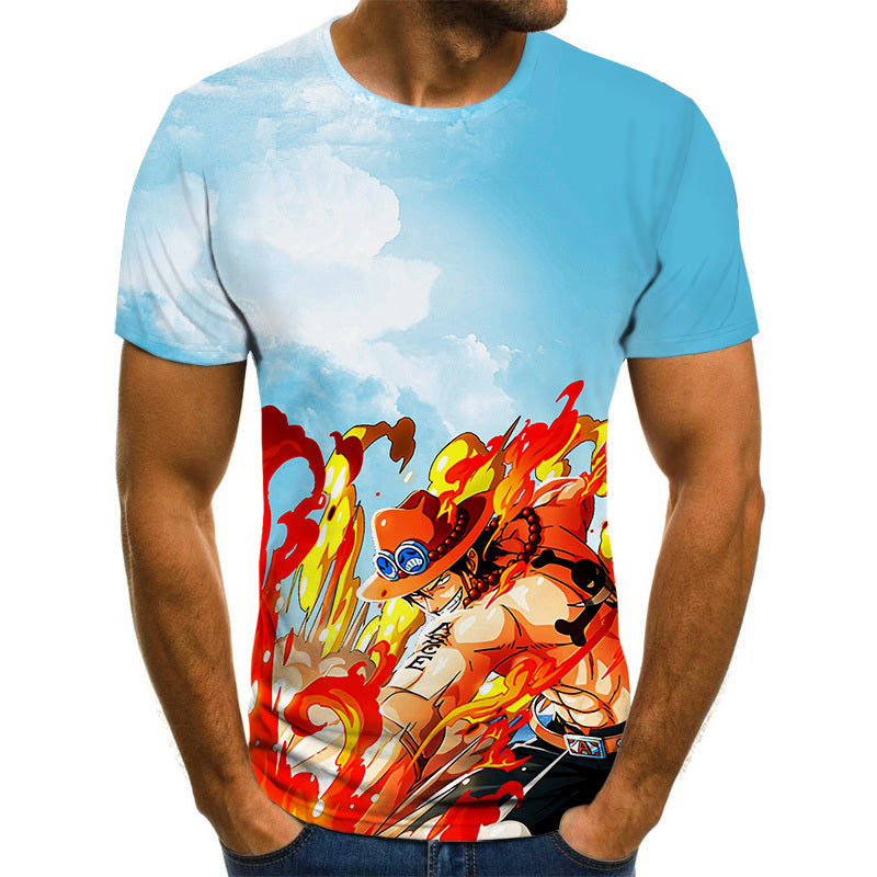 Camisa Camiseta Ace Clássico One Piece Anime Impressão 3D Full