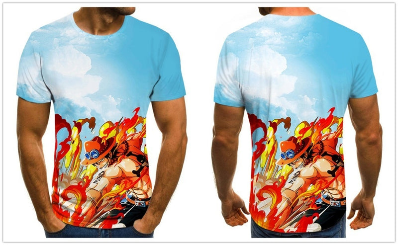 Camisa Camiseta Ace Clássico One Piece Anime Impressão 3D Full
