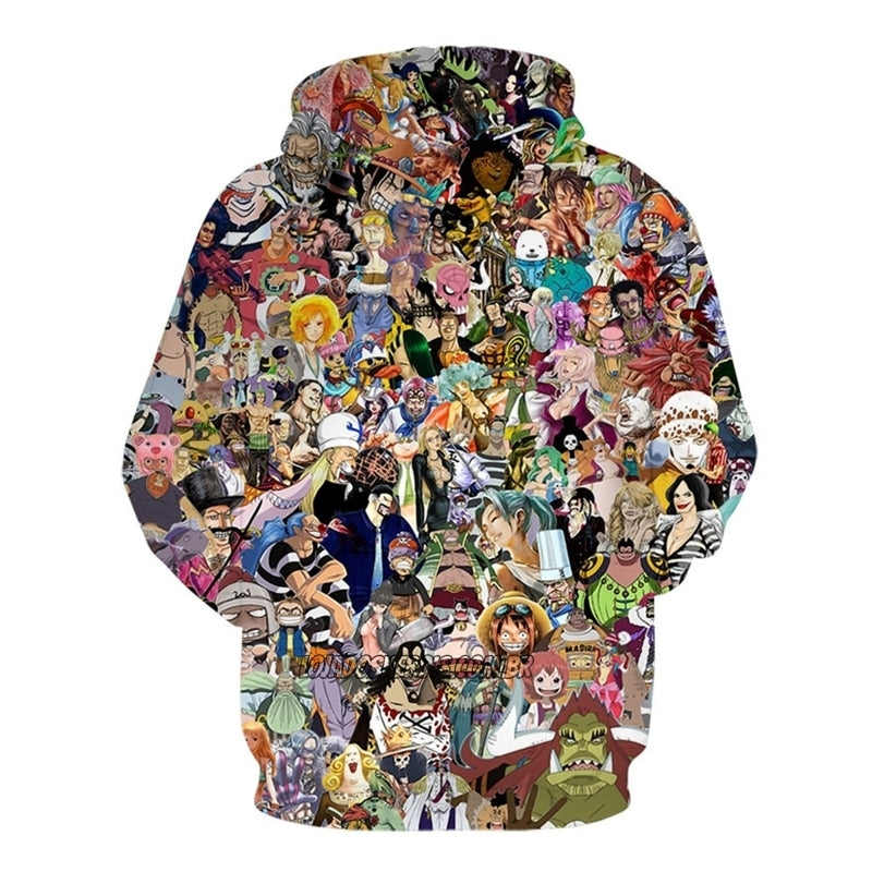 Blusa Jaqueta 3D Vários Personagens One Piece Anime Touca Canguru