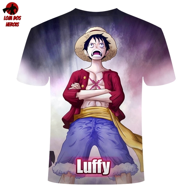 Camisa Camiseta Impressão 3D Full One Piece Anime Monkey D. Luffy