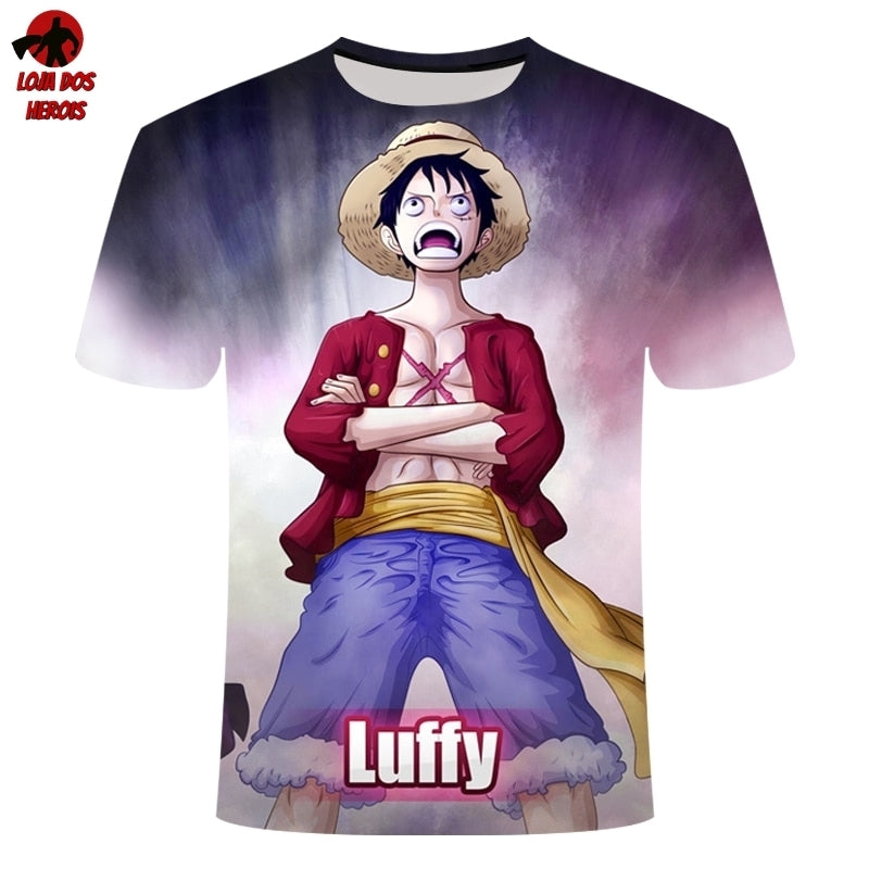 Camisa Camiseta Impressão 3D Full One Piece Anime Monkey D. Luffy