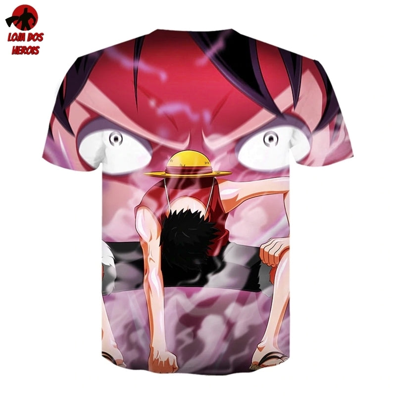 Camisa Camiseta Impressão 3D Full One Piece Anime Luffy Gear Second