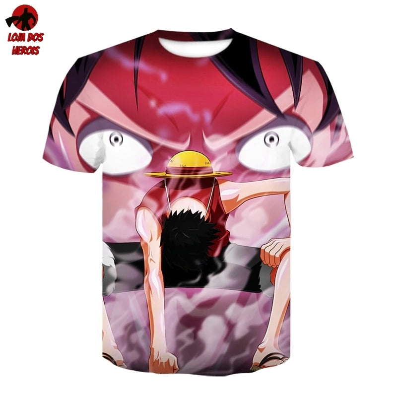 Camisa Camiseta Impressão 3D Full One Piece Anime Luffy Gear Second