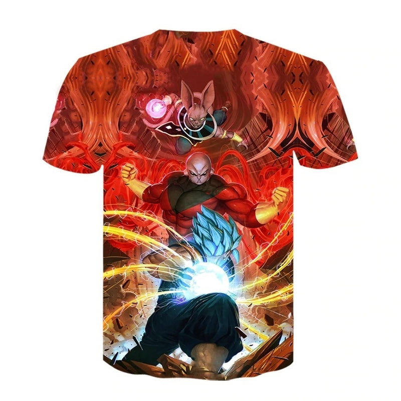 Camisa Camiseta Impressão 3D Goku e Bills Vs Jiren Dragon Ball Super Estilo Clássico