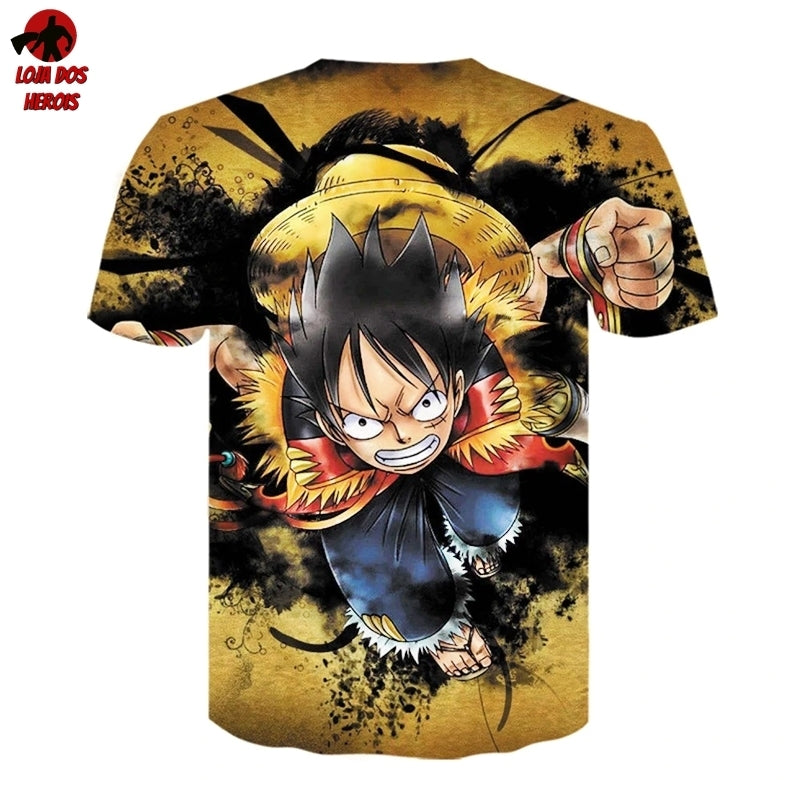 Camisa Camiseta Impressão 3D Full One Piece Anime Monkey D. Luffy Filme