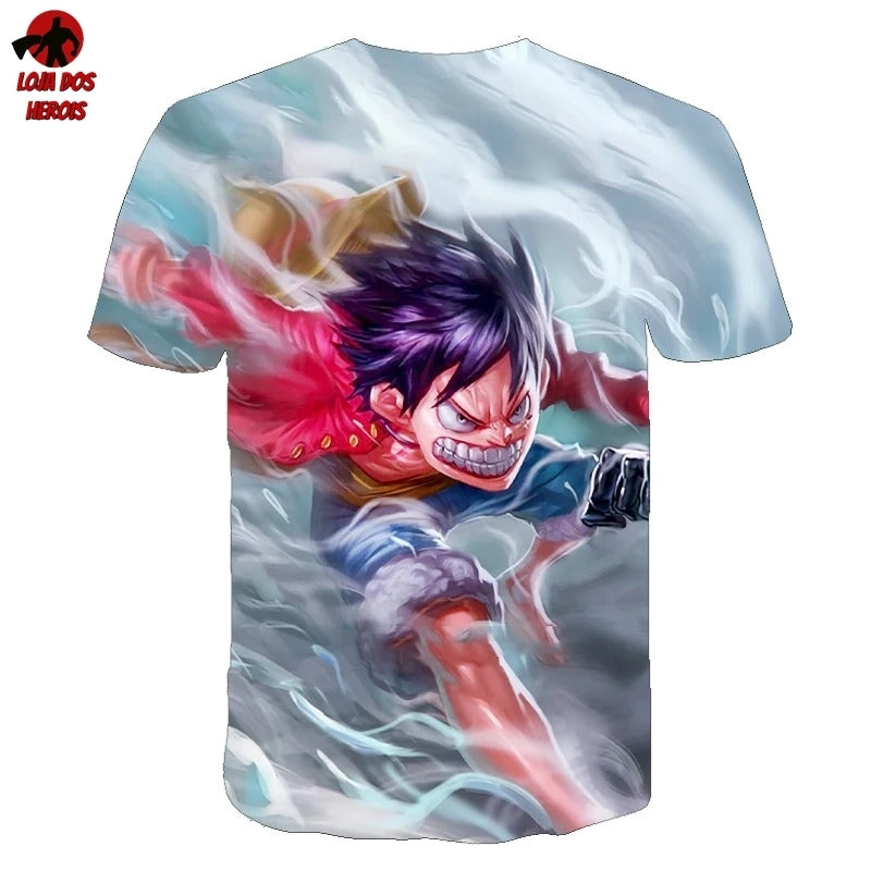 Camisa Camiseta Impressão 3D Full One Piece Anime Gear Second Luffy