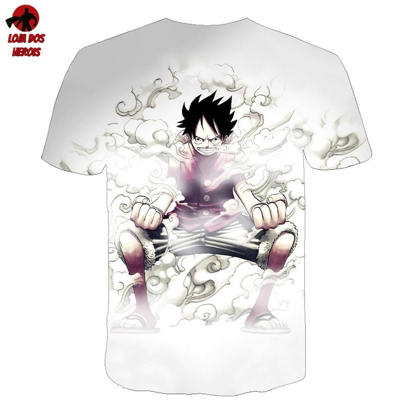 Camisa Camiseta Impressão 3D Full One Piece Anime Luffy Modo Batalha