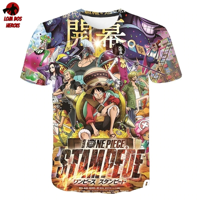Camisa Camiseta Impressão 3D Full One Piece Anime Stampede Filme