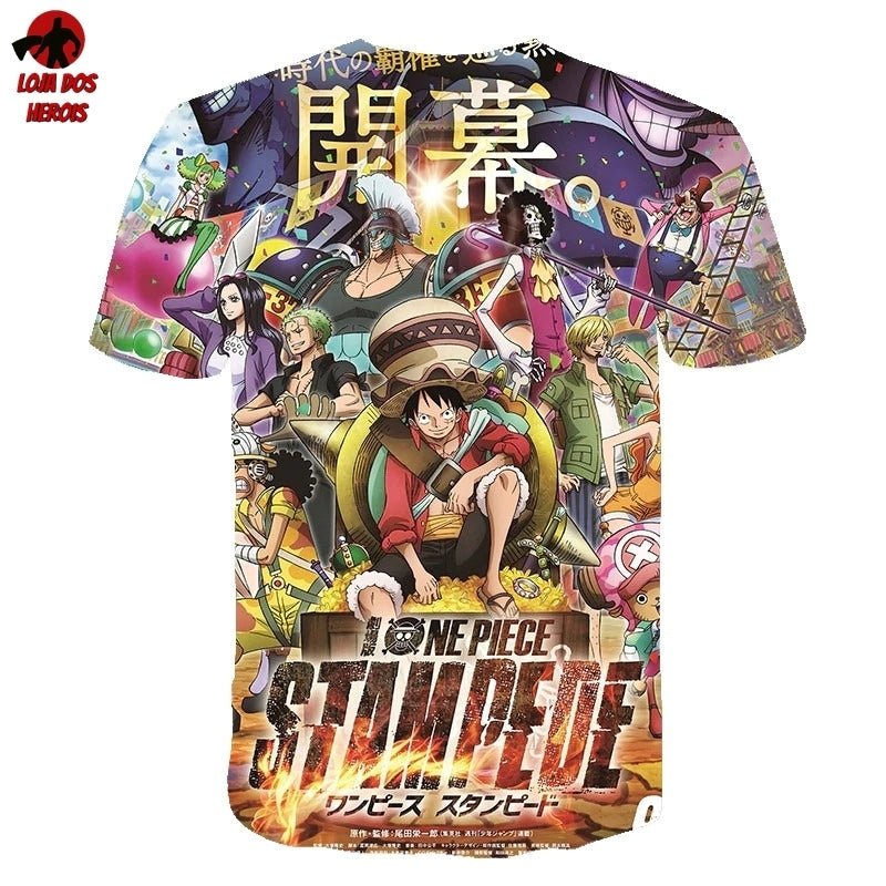 Camisa Camiseta Impressão 3D Full One Piece Anime Stampede Filme