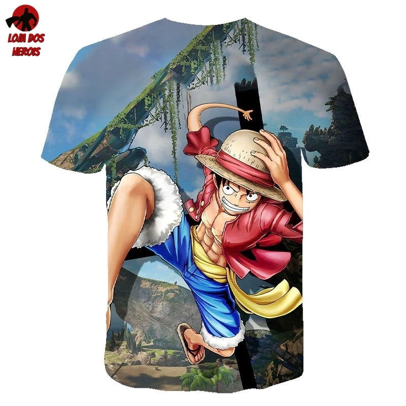 Camisa Camiseta Impressão 3D Full One Piece Anime Luffy Gomu Gomu