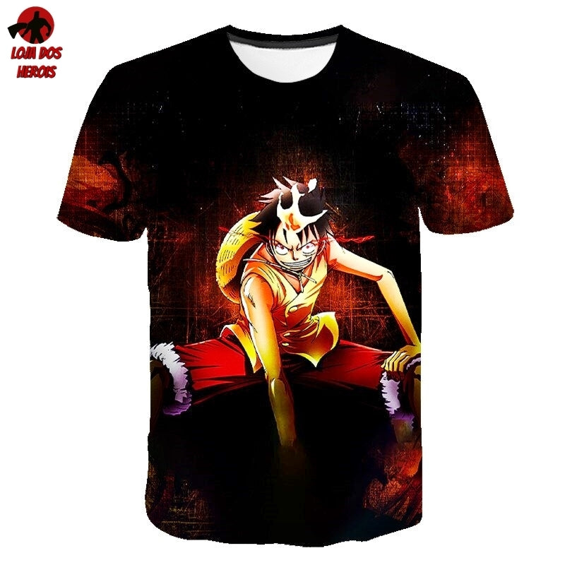 Camisa Camiseta Impressão 3D Full One Piece Anime Luffy Haki