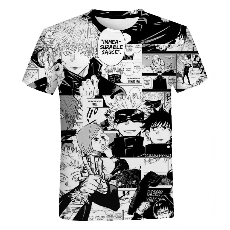 Camisa Camiseta Personagens Mangá Jujutsu Kaisen Anime Impressão 3D Full