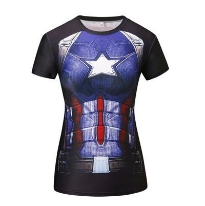 Camisa / Camiseta Hash Guard Capitão América Edição Especial - Feminina Compressão