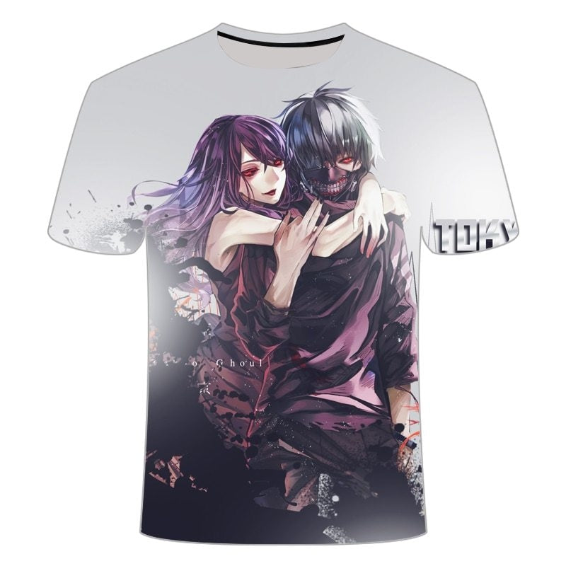 Camisa Camiseta Impressão 3D Tokyo Ghoul - Kaneki e Rize Traição Anime
