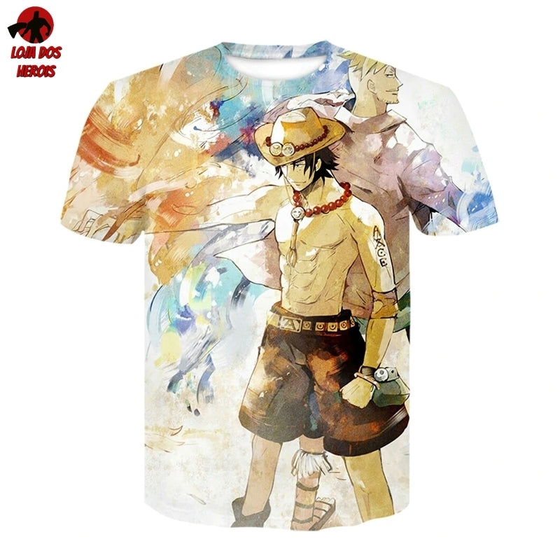 Camisa Camiseta Impressão 3D Full One Piece Anime Piratas Barba Branca