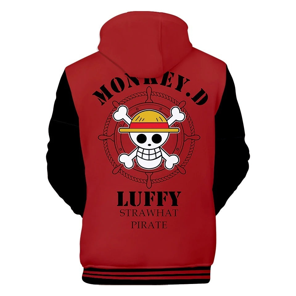 Blusa Jaqueta 3D Luffy Sorrindo One Piece Anime Touca Canguru