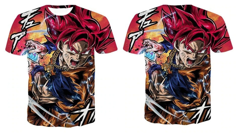 Camisa Camiseta Impressão 3D Goku Ssj God Dragon Ball Super Estilo Clássico