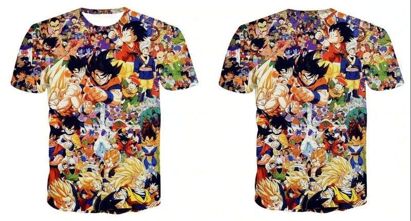 Camisa Camiseta Impressão 3D Vários Personagens Dragon Ball Z Estilo Clássico