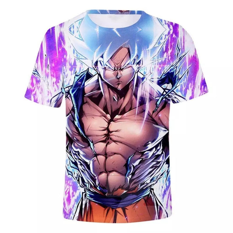 Camisa Camiseta Impressão 3D Goku Transformação Dragon Ball Super Estilo Clássico