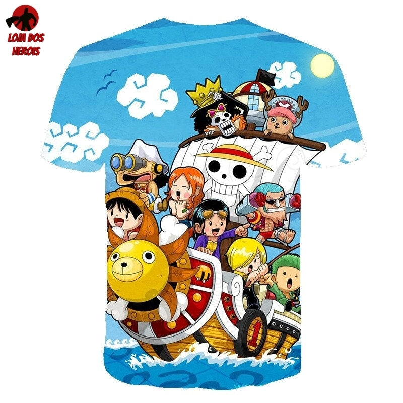 Camisa Camiseta Impressão 3D Full One Piece Anime Chapéu De Palha Kids