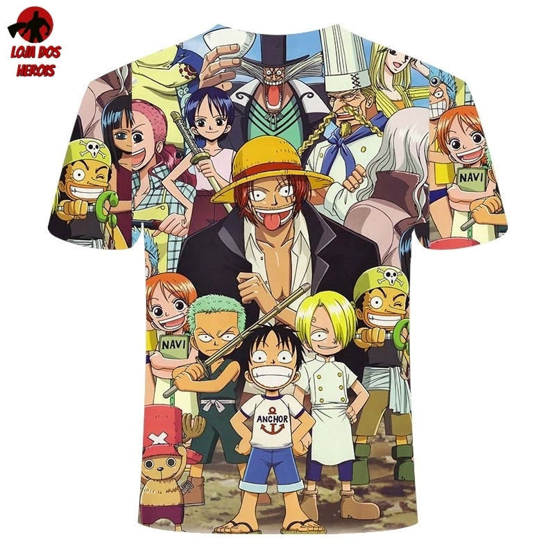 Camisa Camiseta Impressão 3D Full One Piece Anime Vários Personagens