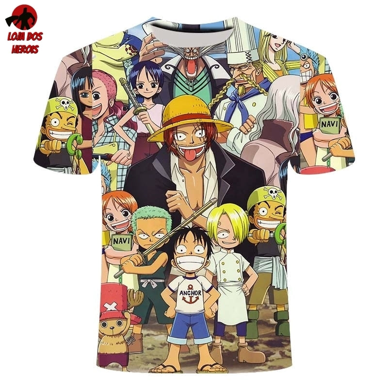 Camisa Camiseta Impressão 3D Full One Piece Anime Vários Personagens
