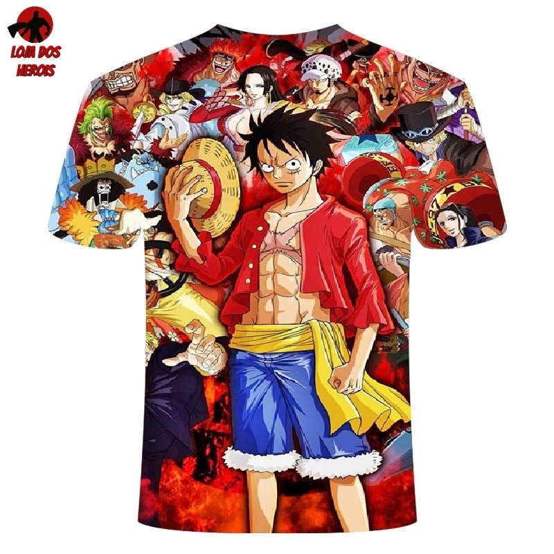 Camisa Camiseta Impressão 3D Full One Piece Anime Luffy E Companheiros