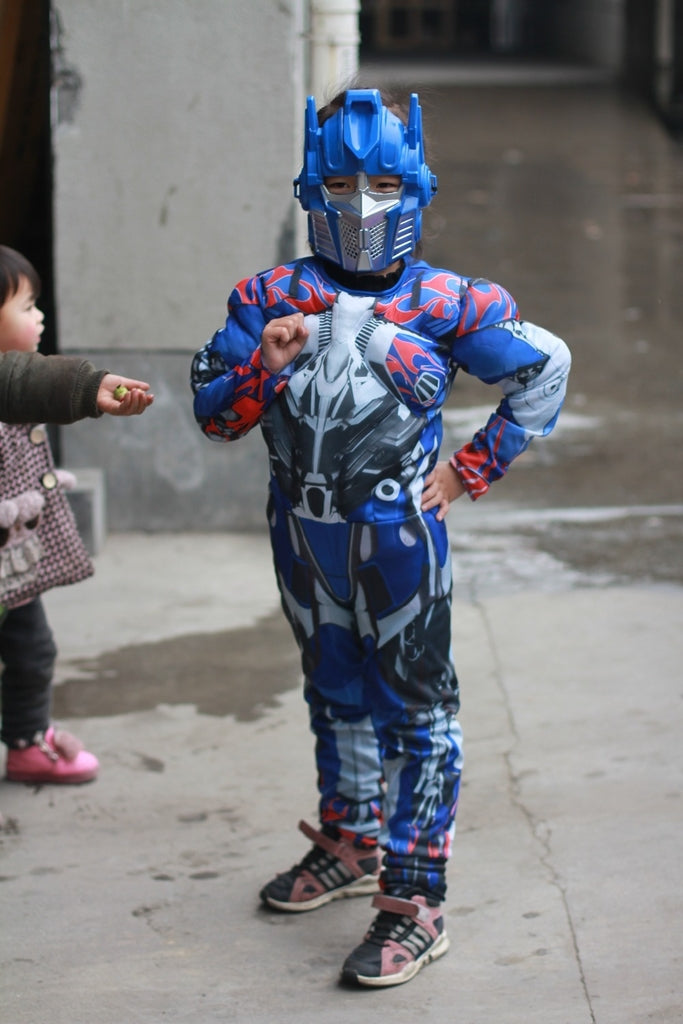 Fantasia Infantil Optimus Prime Transformers Com Enchimento Músculos Crianças Top